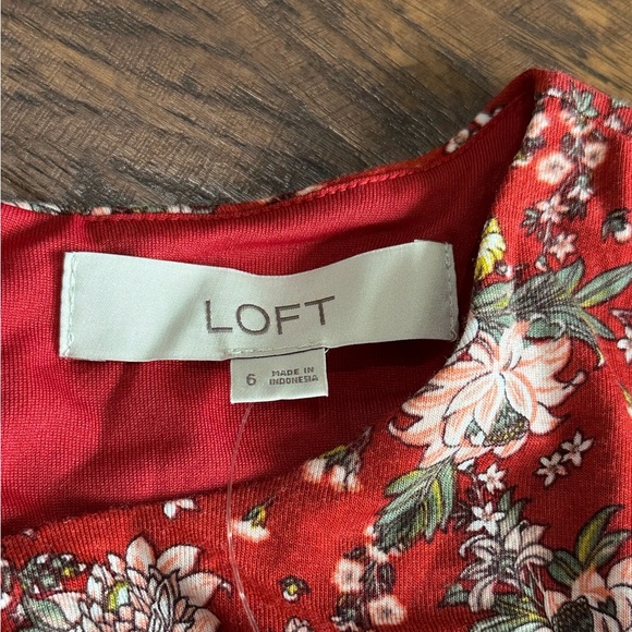 LOFT Women's Red & Floral Print Sleeveless Dress Size 6 - Picture 4 of 7